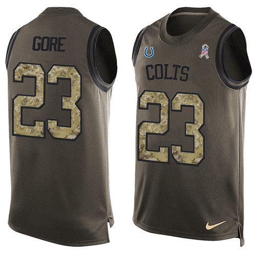 Men's Limited Frank Gore Nike Jersey Green - #23 Salute to Service Tank Top NFL Indianapolis Colts